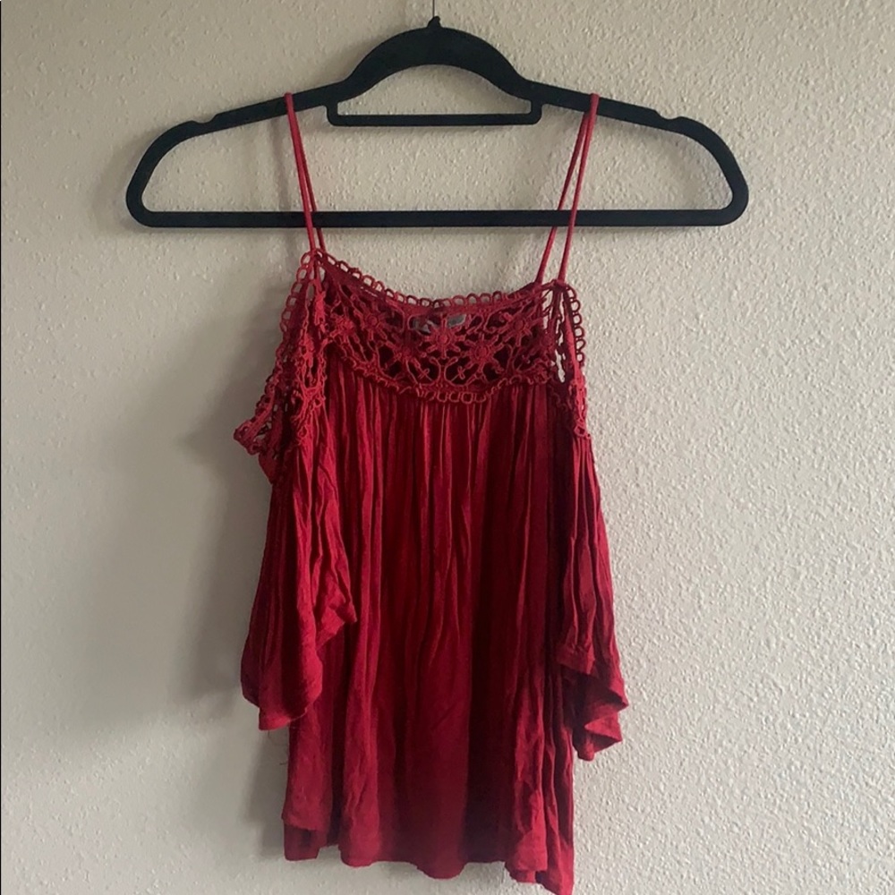 Off the shoulder lace ruffle top